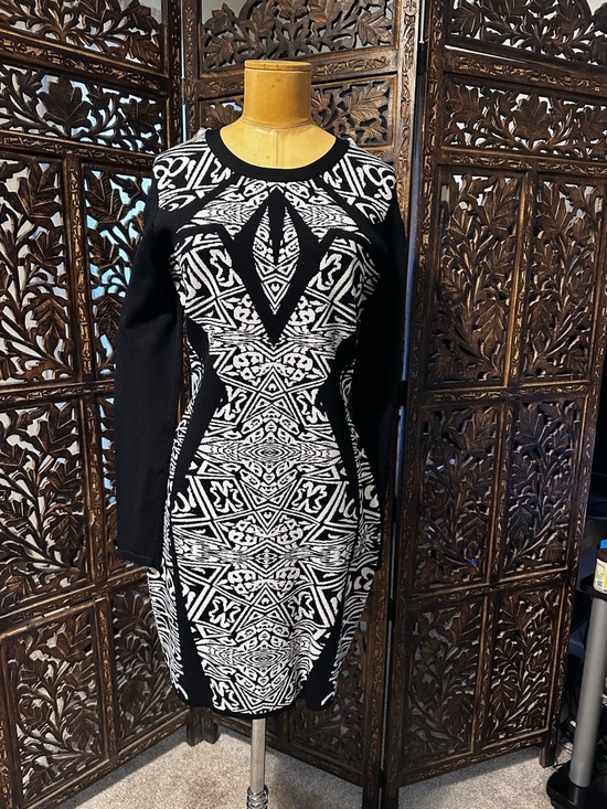 Gianni Bini Dresses & Skirts - Gianni Bini Black & White Long-Sleeve Bodycon Dress